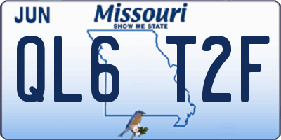 MO license plate QL6T2F