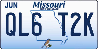 MO license plate QL6T2K