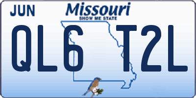 MO license plate QL6T2L
