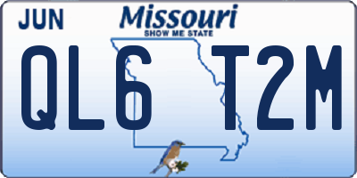 MO license plate QL6T2M