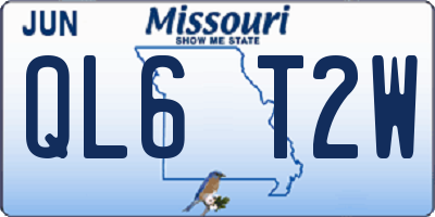 MO license plate QL6T2W