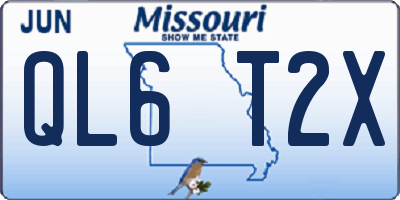 MO license plate QL6T2X