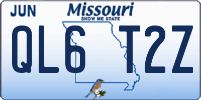 MO license plate QL6T2Z