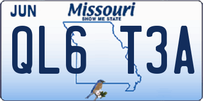 MO license plate QL6T3A