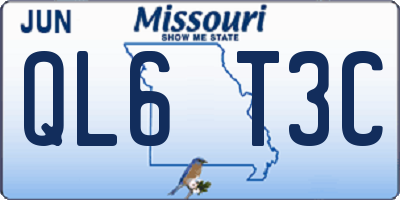 MO license plate QL6T3C