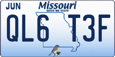 MO license plate QL6T3F