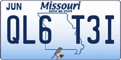 MO license plate QL6T3I