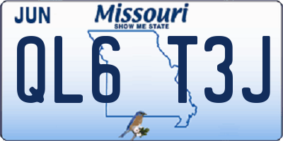 MO license plate QL6T3J