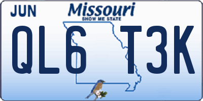 MO license plate QL6T3K