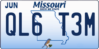 MO license plate QL6T3M