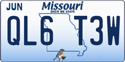 MO license plate QL6T3W