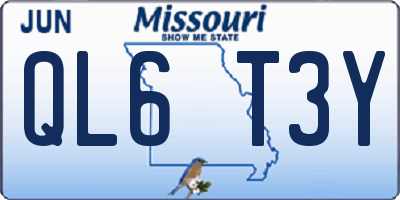 MO license plate QL6T3Y