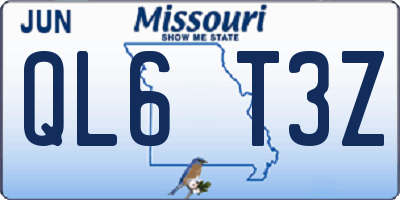 MO license plate QL6T3Z
