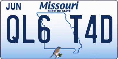 MO license plate QL6T4D