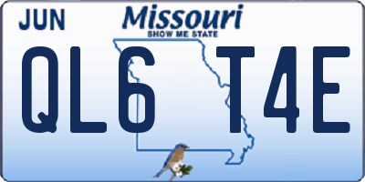 MO license plate QL6T4E