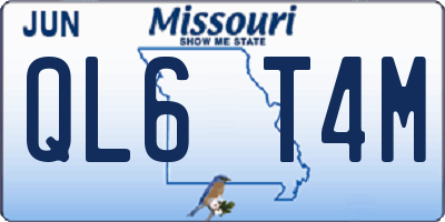 MO license plate QL6T4M
