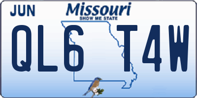 MO license plate QL6T4W