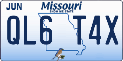 MO license plate QL6T4X