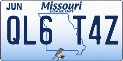 MO license plate QL6T4Z