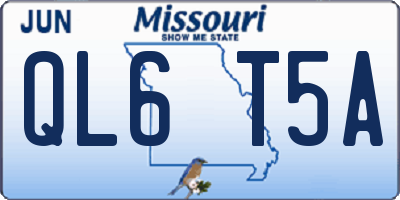 MO license plate QL6T5A