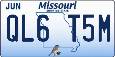 MO license plate QL6T5M