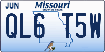 MO license plate QL6T5W