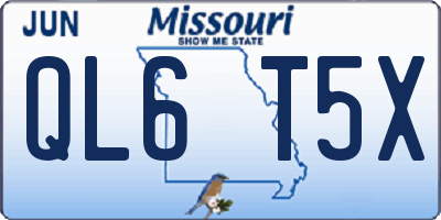 MO license plate QL6T5X