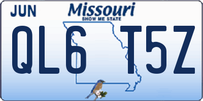 MO license plate QL6T5Z