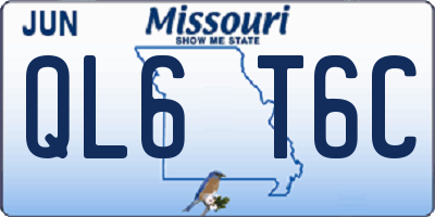 MO license plate QL6T6C