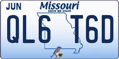 MO license plate QL6T6D