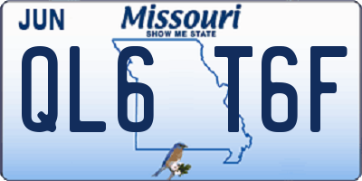 MO license plate QL6T6F
