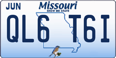 MO license plate QL6T6I