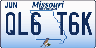 MO license plate QL6T6K