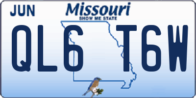 MO license plate QL6T6W