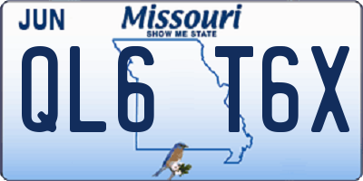 MO license plate QL6T6X