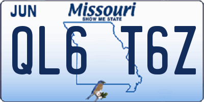 MO license plate QL6T6Z