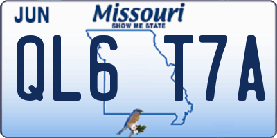 MO license plate QL6T7A