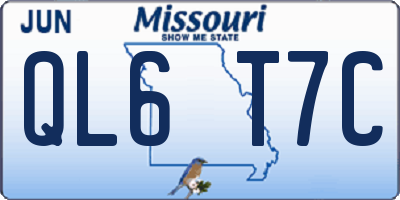 MO license plate QL6T7C