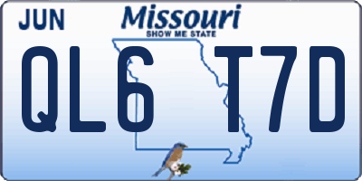 MO license plate QL6T7D