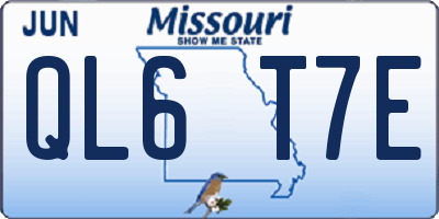 MO license plate QL6T7E