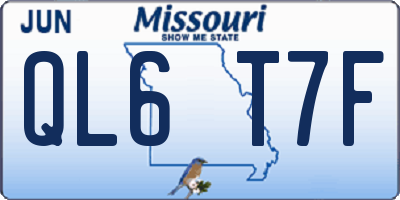 MO license plate QL6T7F