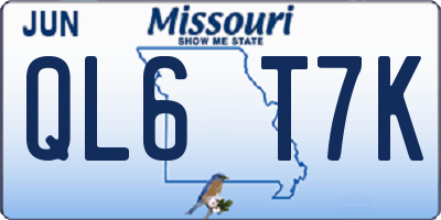 MO license plate QL6T7K