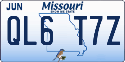 MO license plate QL6T7Z