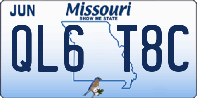 MO license plate QL6T8C