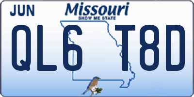 MO license plate QL6T8D
