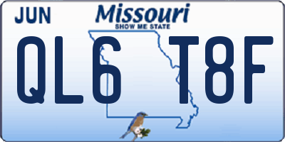 MO license plate QL6T8F