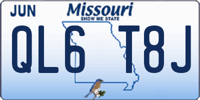 MO license plate QL6T8J
