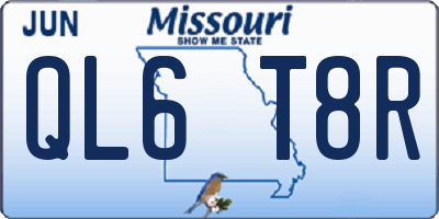 MO license plate QL6T8R