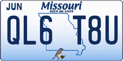 MO license plate QL6T8U