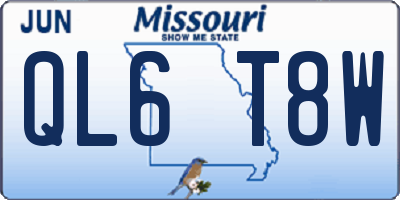 MO license plate QL6T8W